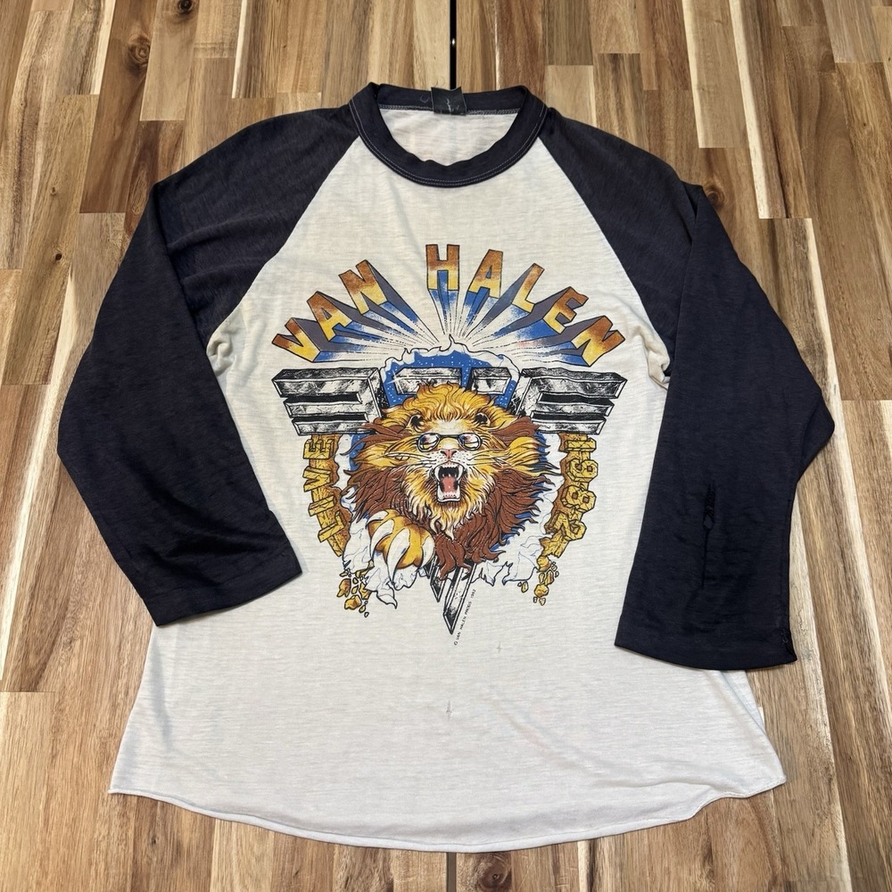 Van Halen Shirt Mens XS Raglan 1982 Diver Down World Tour Double Sided *